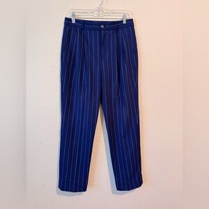 Lauren Ralph Lauren Navy Pinstripe pleated trouser pants size 6